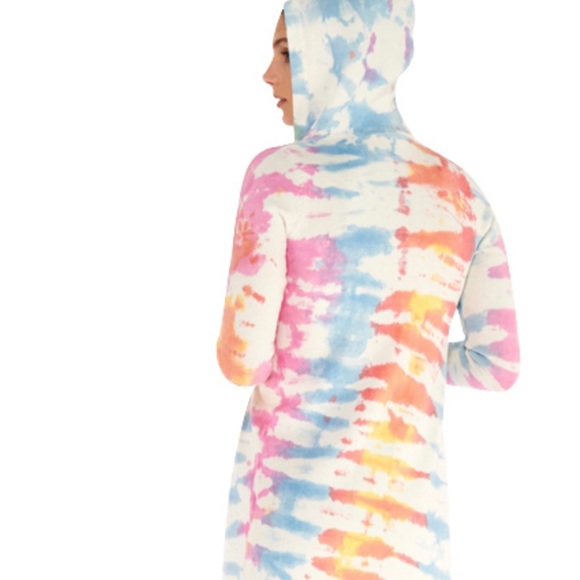 Anthropologie Electric Yoga Tie Dye Cardigan Long Line Duster Hoodie Cover Up 1X - Picture 1 of 8